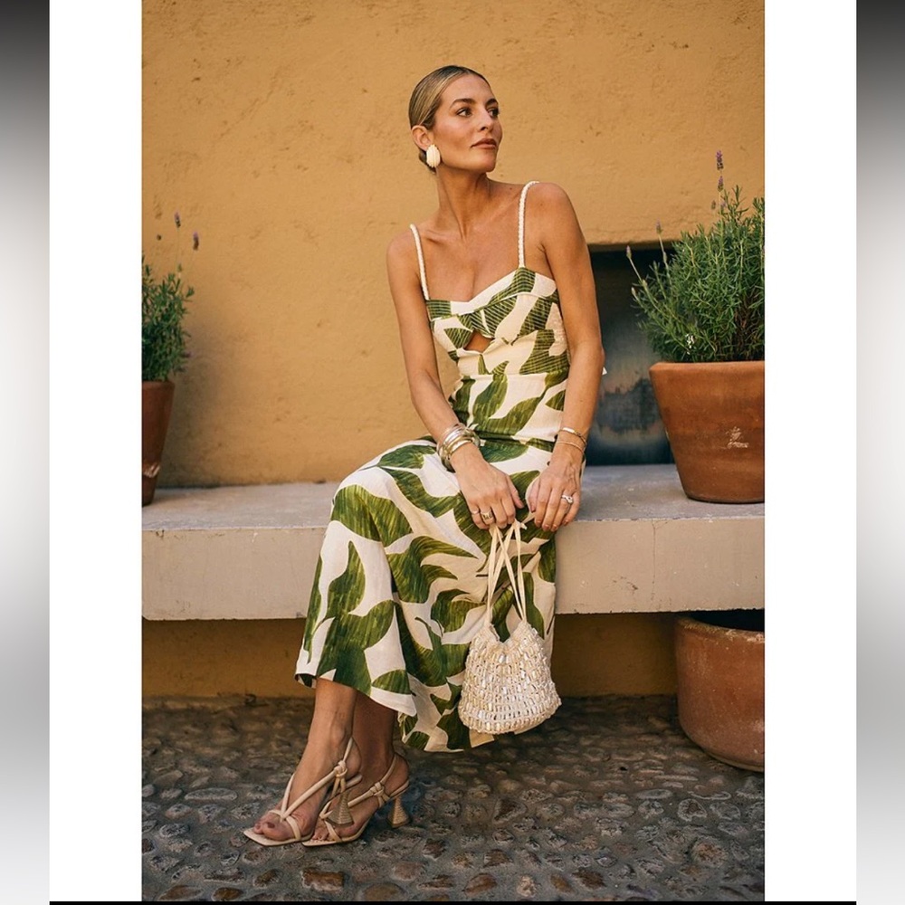 ANTONIO MELANI White Dress with Green Leaf Print - Picture 7 of 10